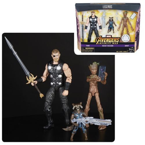 Avengers Infinity War Marvel Legends Thor, Rocket Raccoon, and Groot 6-Inch Action Figures - Toys R Us Exclusive